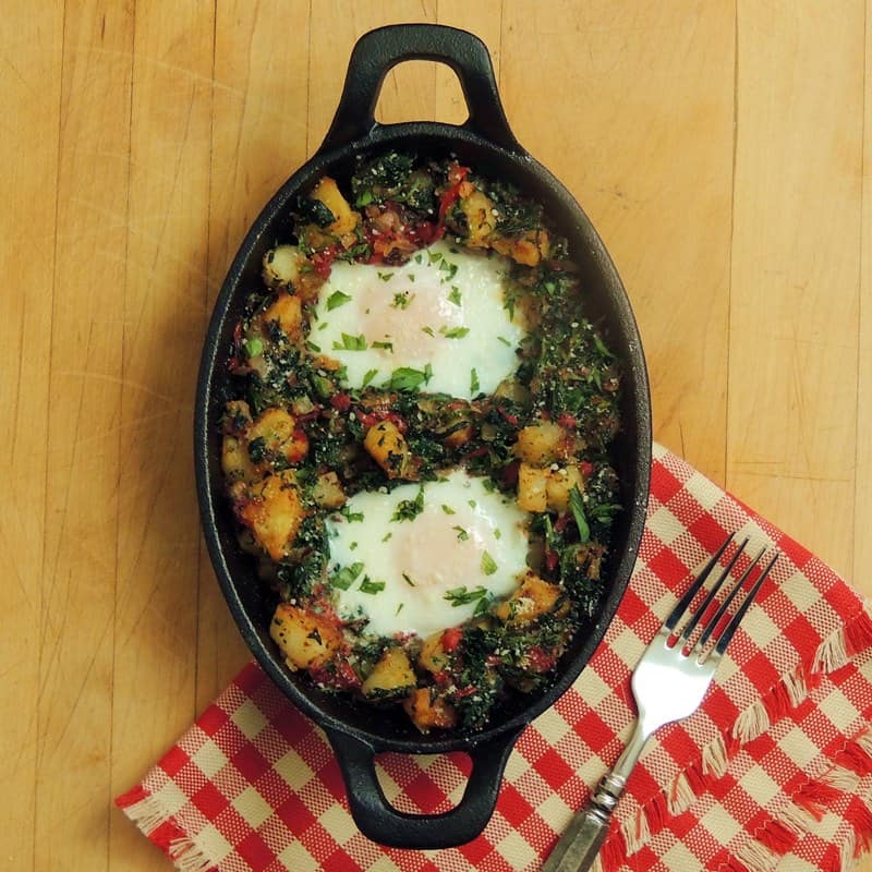 Potato Hash with Spinach and Roasted Red Peppers by Bobbi's Kozy Kitchen