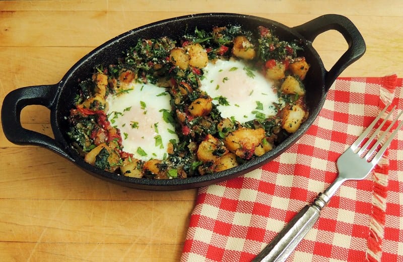 Potato Hash with  Spinach and Roasted Red Peppers by Bobbi's Kozy Kitchen