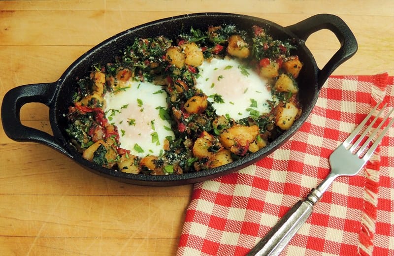 Potato Hash with Spinach and Roasted Red Peppers by Bobbi's Kozy Kitchen