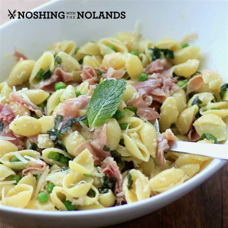 Pasta with Proscuitto, Peas, Mint and Lemon by Noshing With The Nolands 
