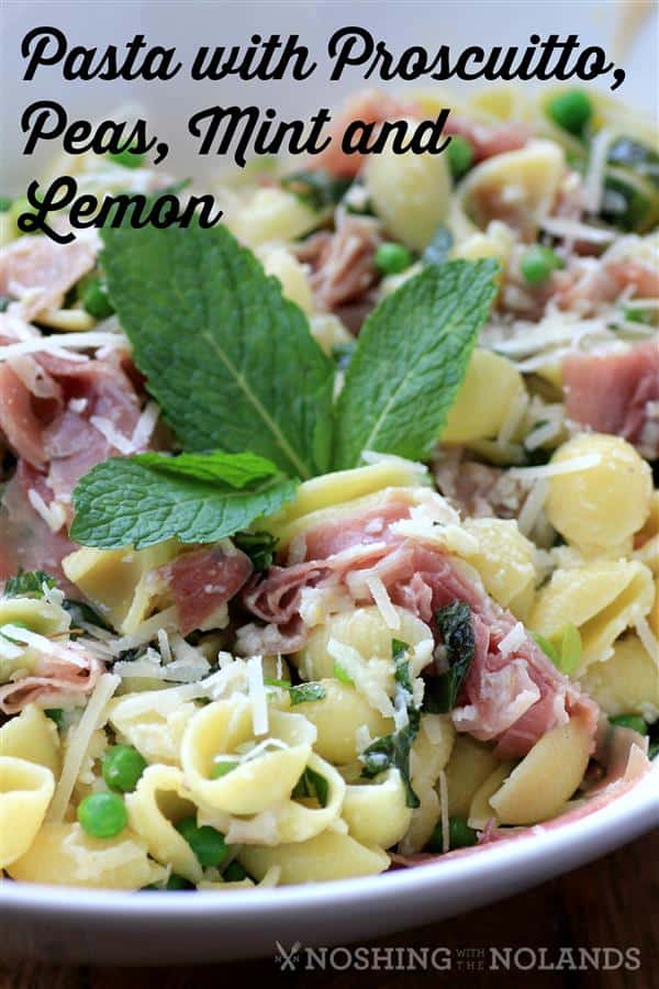 Creamy pea, mint and prosciutto pasta