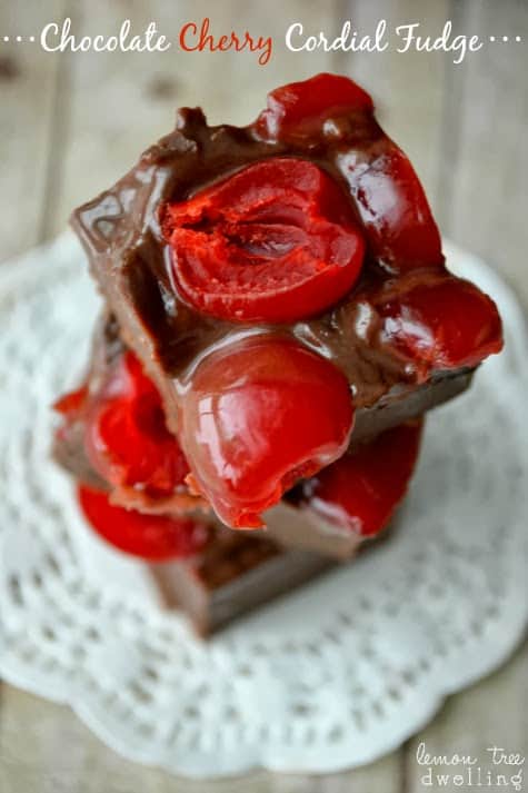 Chocolate Cherry Cordial Fudge by Lemon Tree Dwelling