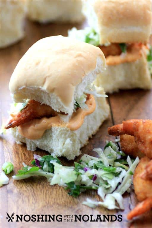 Coleslaw Smoky Mayo Jumbo Shrimp Sliders by Noshing With The Nolands