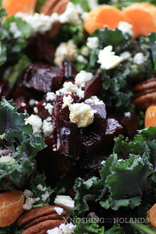 Kale Roasted Beet Salad with Honey Balsamic Dressing by Noshing With The Nolands