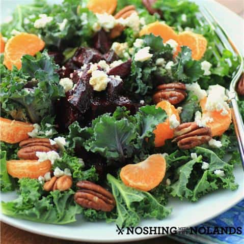 Kale Roasted Beet Salad with Honey Balsamic Dressing by Noshing With The Nolands 