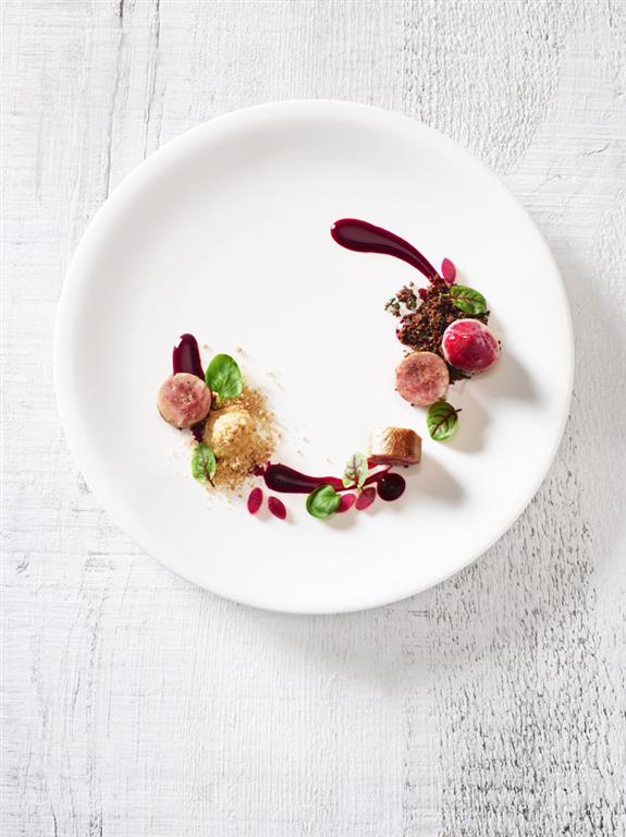 Quail Roulade with Beets and Smoked Apple by Cara Davis