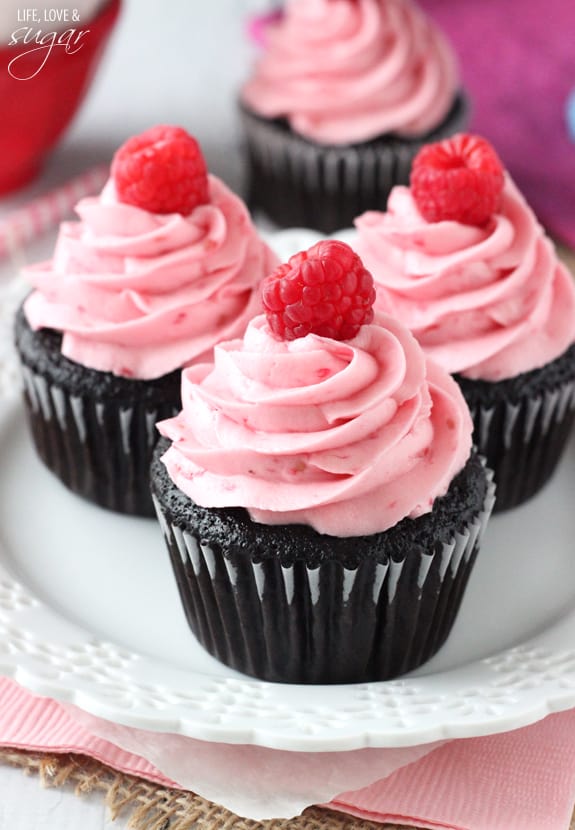 Raspberry Chocolate Cupcakes by Life Love and Sugar