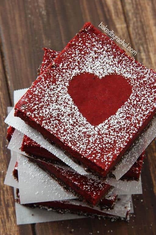 Red Velvet Cheesecake Bars by Baked by Rachel