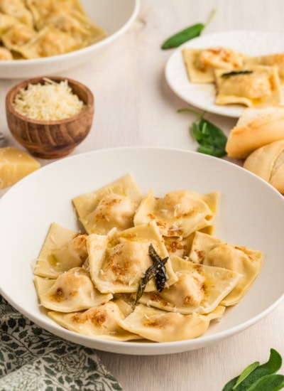 Ravioli in a bowl.