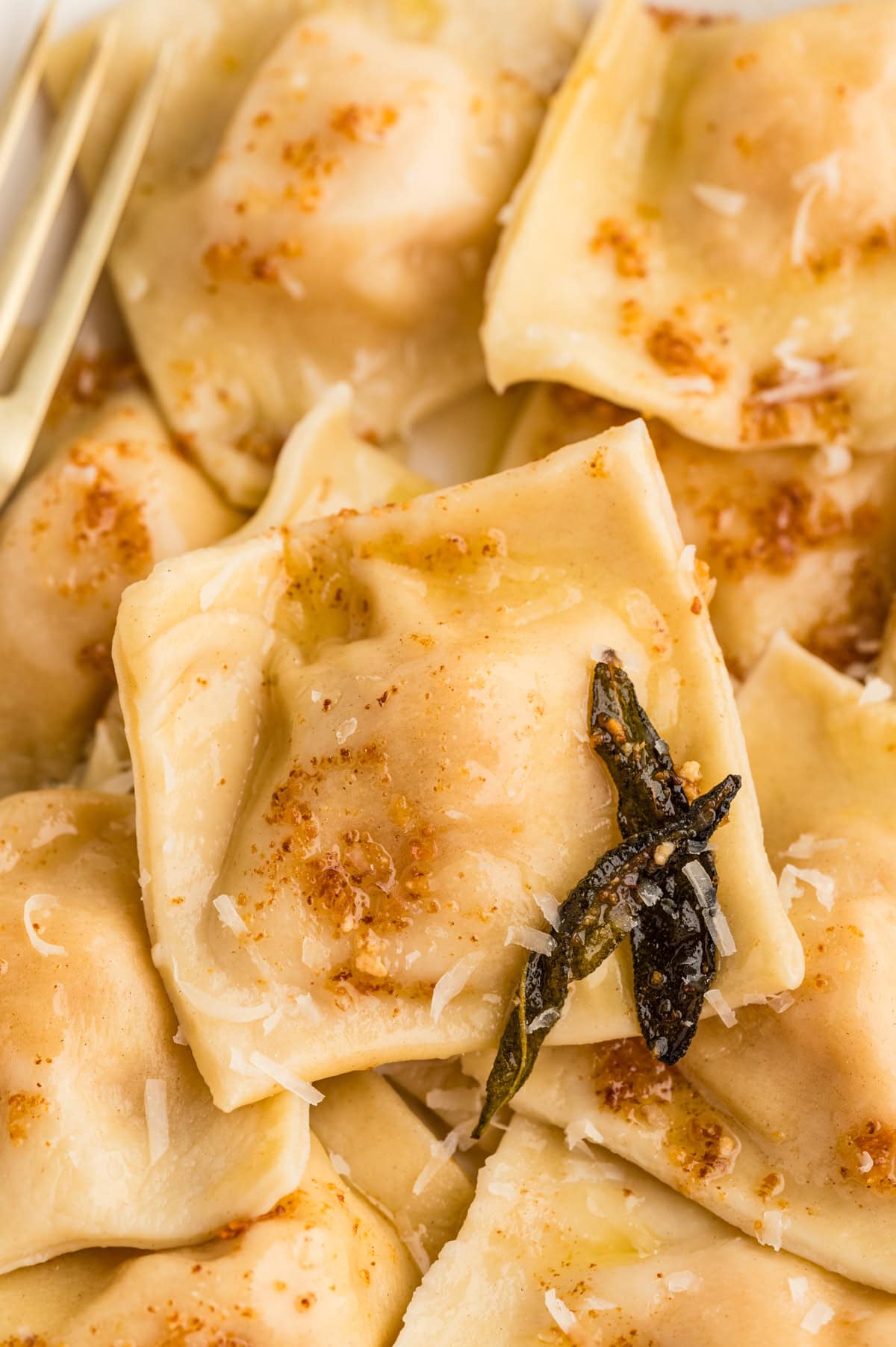 Close-up of ravioli. 