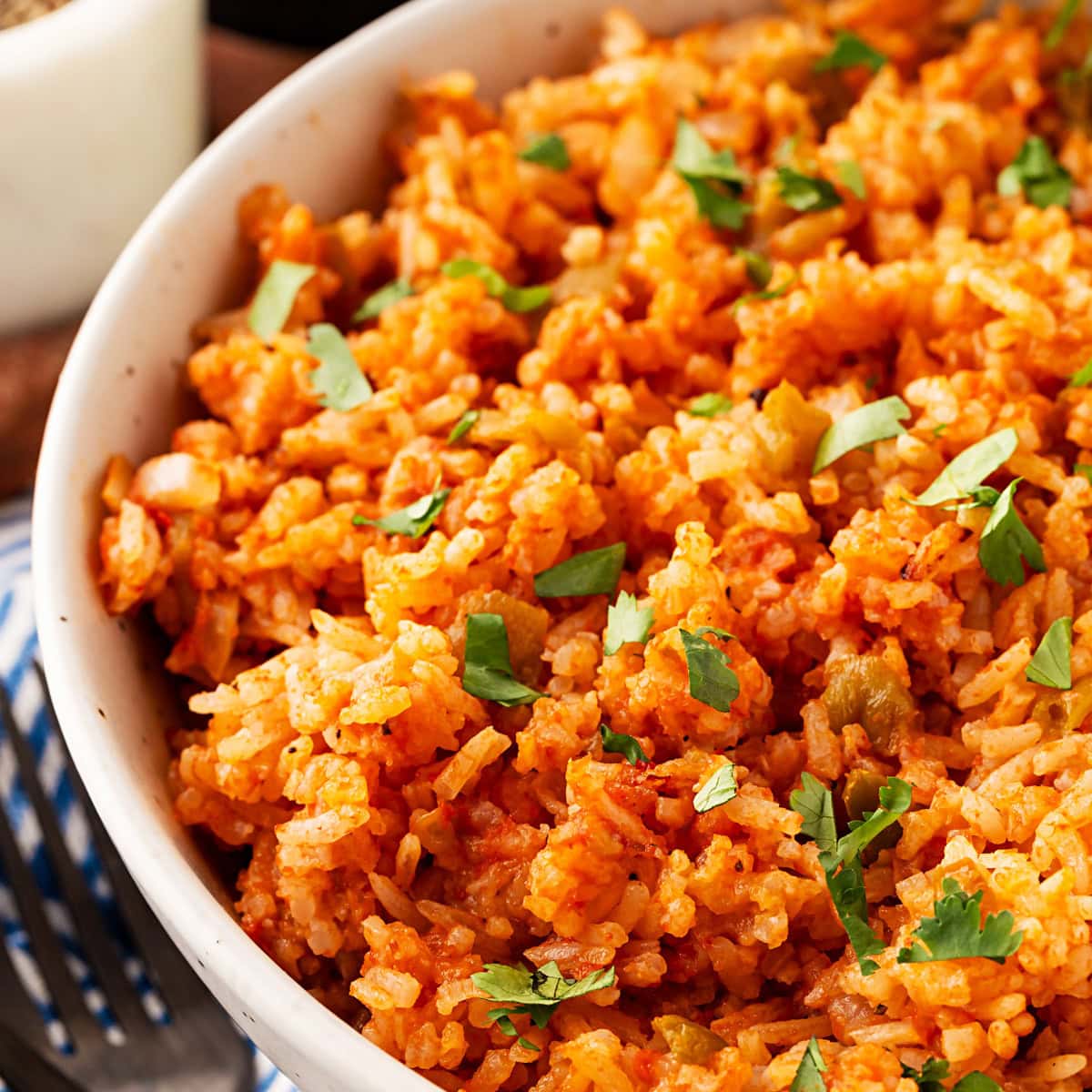 Close up of Rice Cooker Mexican Rice.