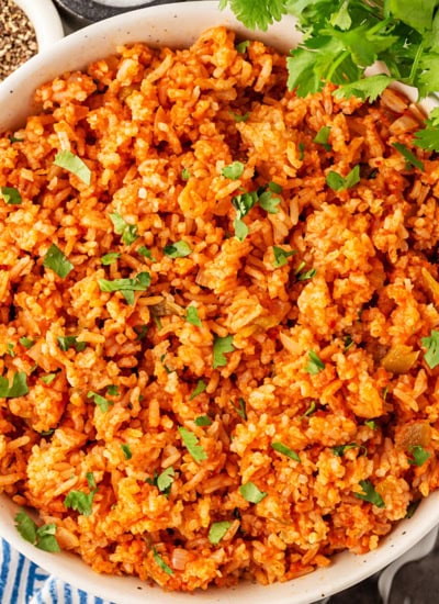 Close-up of rice in a bowl.