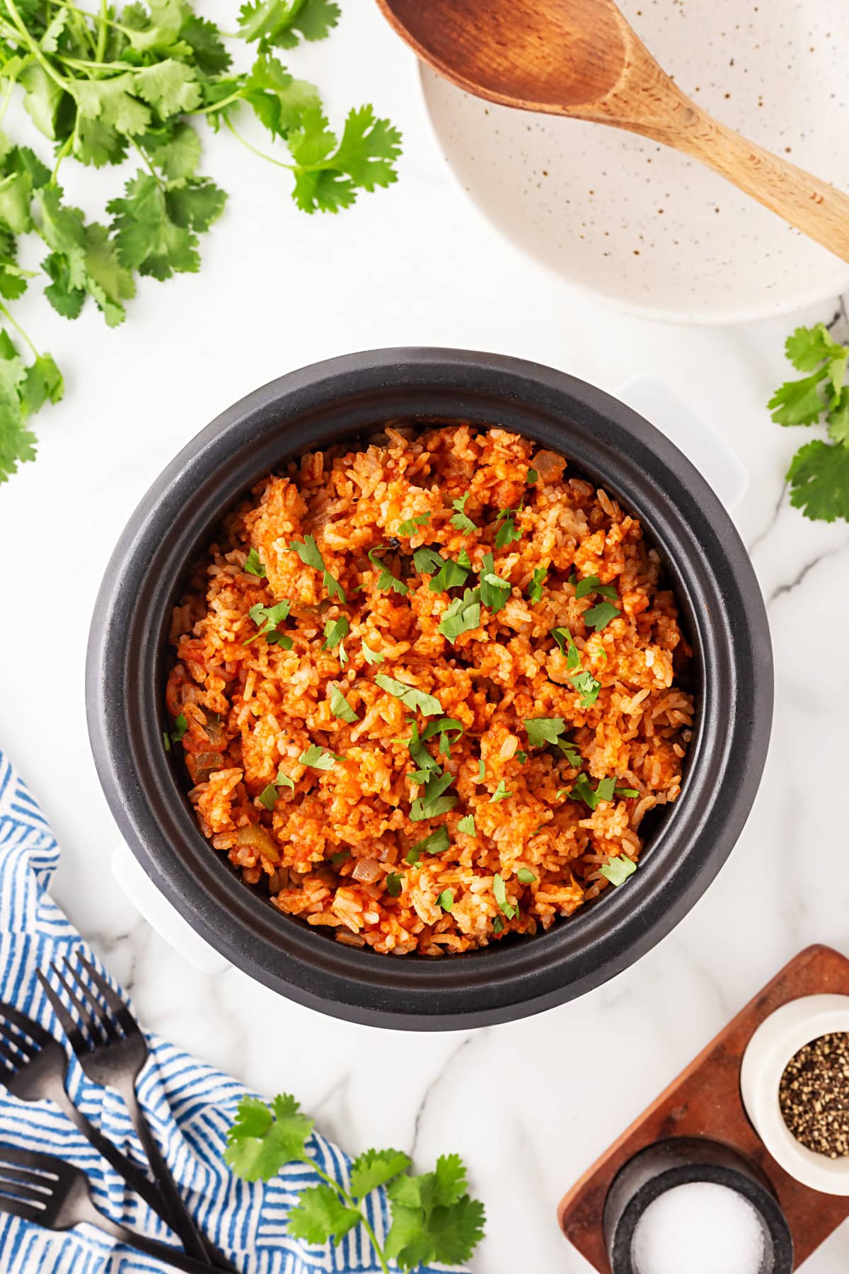 Rice in a cooker. 