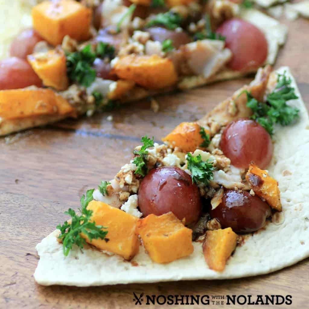 Roasted Squash Grape Smoked Turkey Flatbread by Noshing With The Nolands