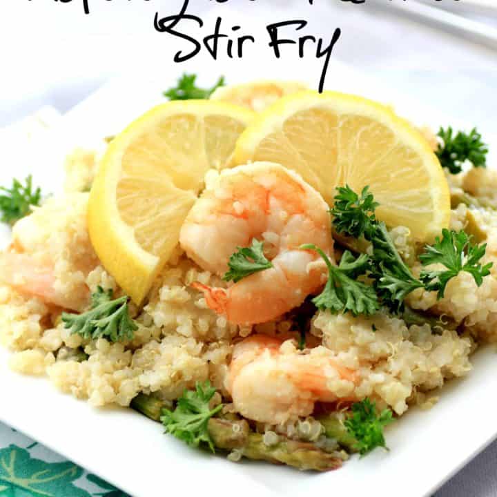 Lemony Shrimp Asparagus and Quinoa Stir Fry.