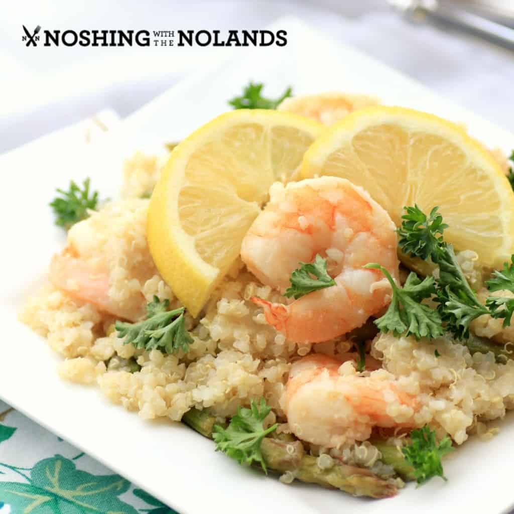 Lemony Shrimp Asparagus and Quinoa StirFry by Noshing With The Nolands