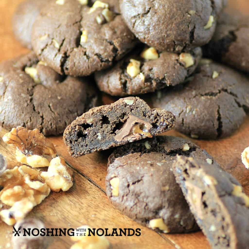 Chocolate Walnut Caramel Stuffed Cookies by Noshing With The Nolands