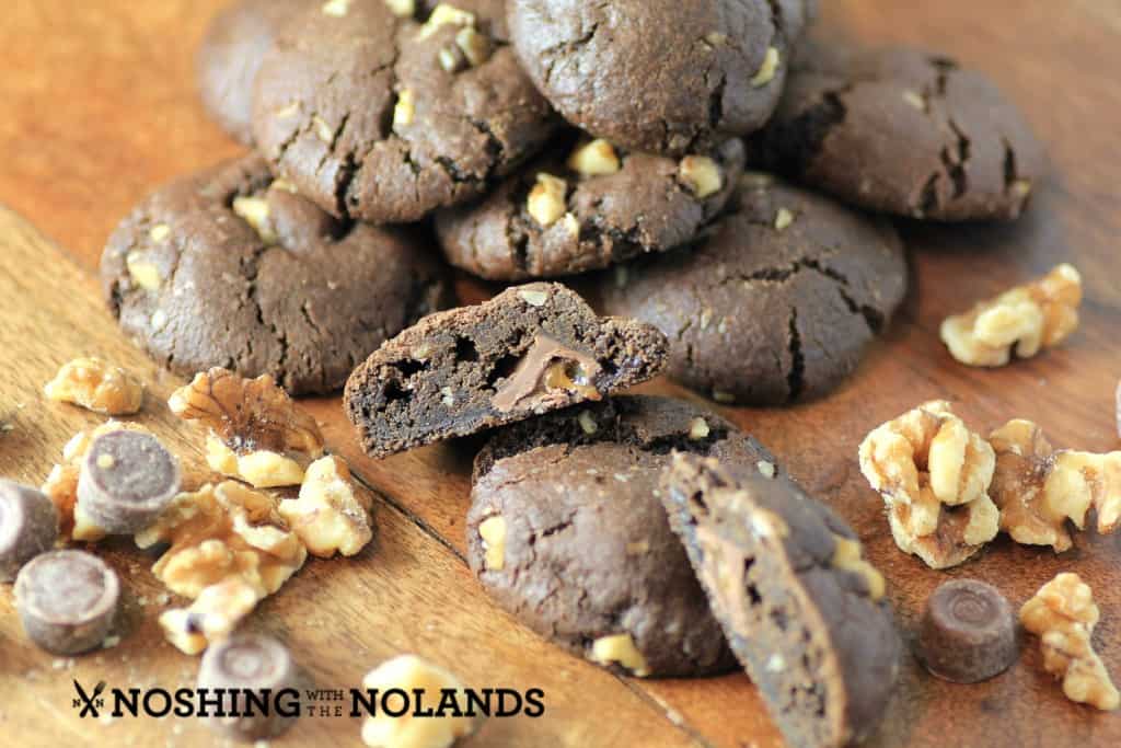 Chocolate Walnut Caramel Stuffed Cookies by Noshing With The Nolands