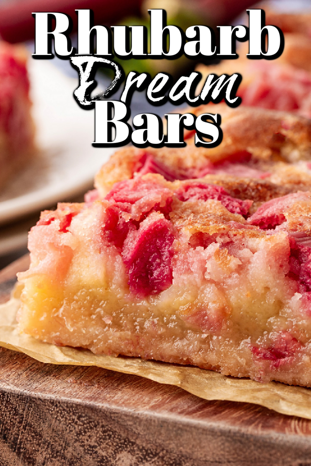 Rhubarb Dream Bars are the perfect rhubarb lover's treat! They are rich and gooey, tart and sweet and make for an exquisite dessert with little effort. Rhubarb Dream Bars Pin.