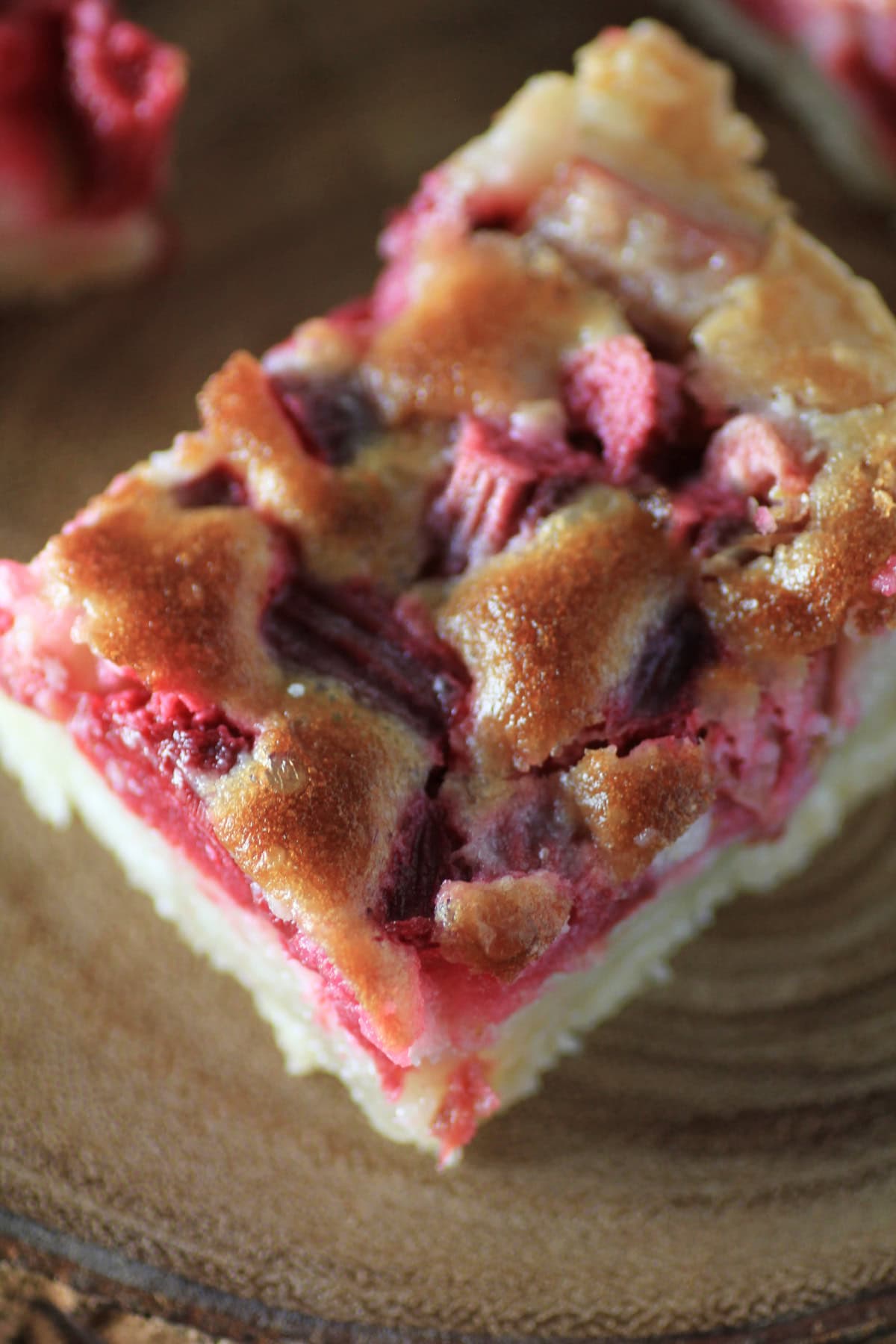 Close-up Rhubarb Dream Bar. 