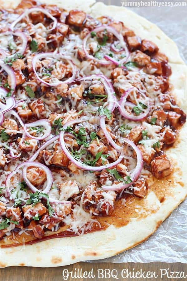 Grilled BBQ Chicken Pizza by Yummy, Healthy, Easy