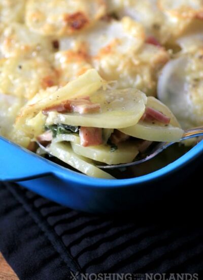 Canadian Bacon, Swiss Chard and Potato Gratin vertical.