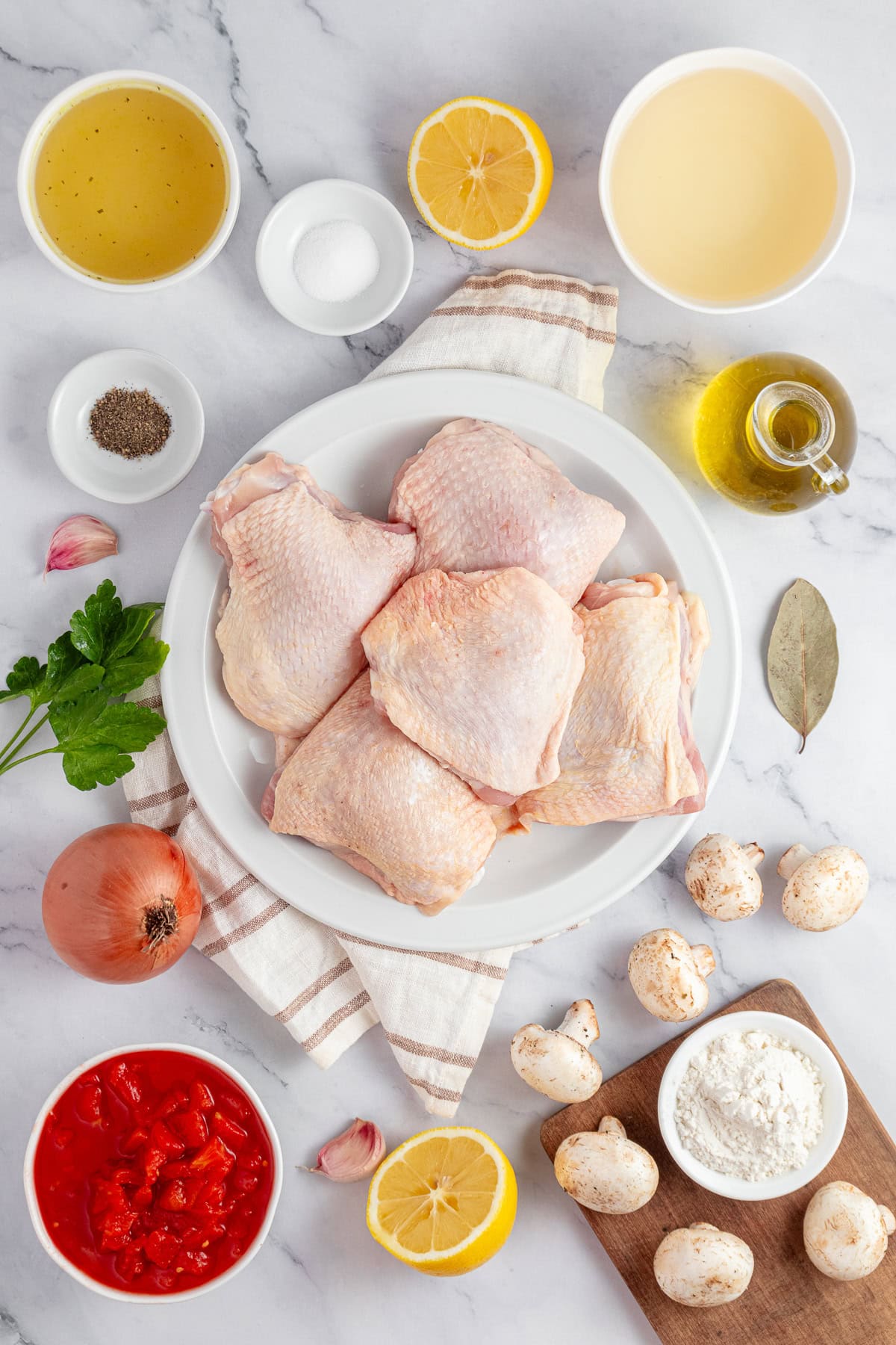 Chicken Marengo ingredients.