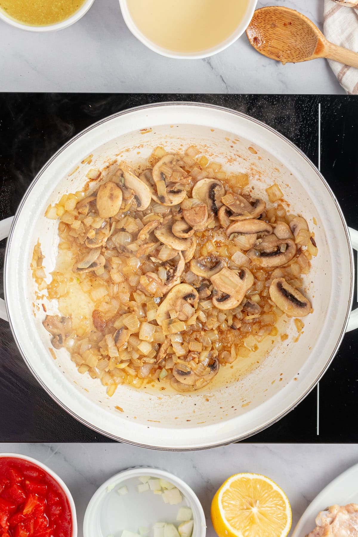 Sauteed onion, garlic and mushrooms.