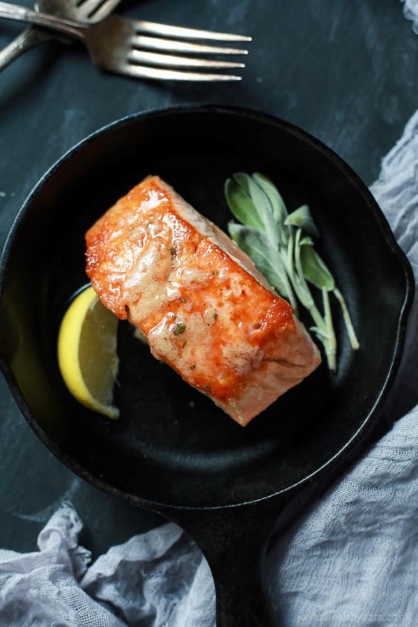 Pan Seared Salmon with Sage Brown Butter Sauce by Joyful Healthy Eats