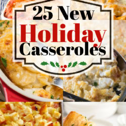 Long collage of 25 New Holiday Casseroles.