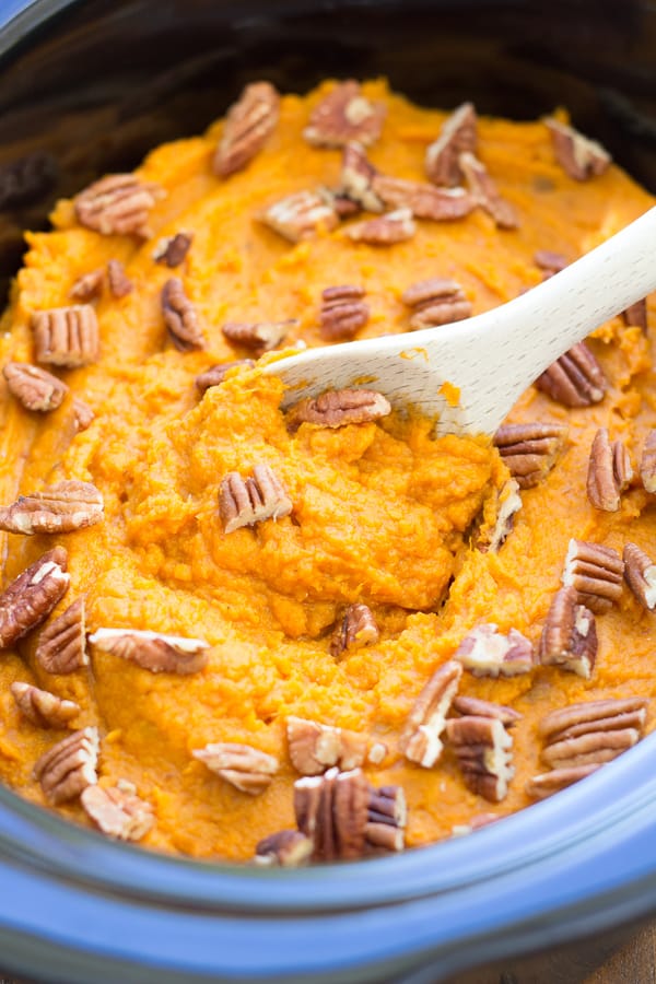 Healthy Slow Cooker Sweet Potato Casserole by Kristine's Kitchen