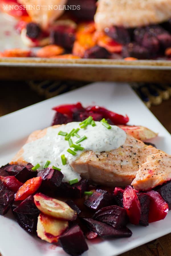 -Roasted Salmon and Root Vegetables with Horseradish Sauce 5 (Custom)