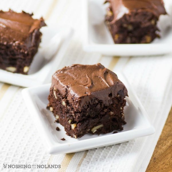 Brownies on small white plates