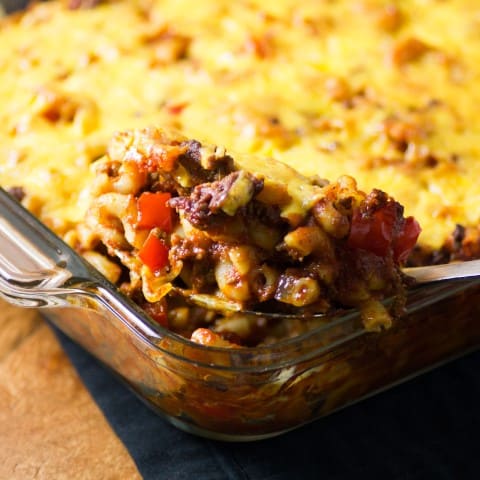 Cheesy Sloppy Joe Macaroni Casserole