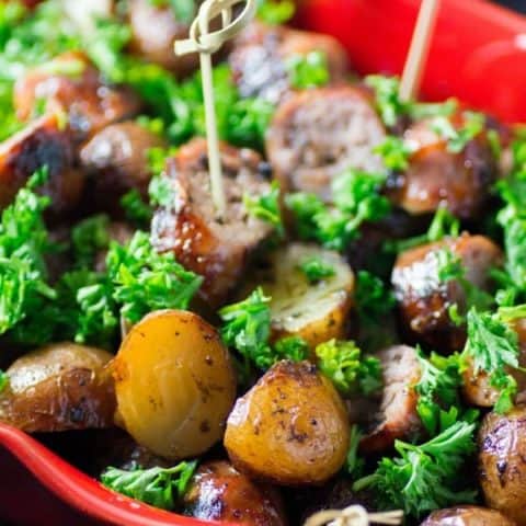 Simple BBQ Potato Sausage Appetizer