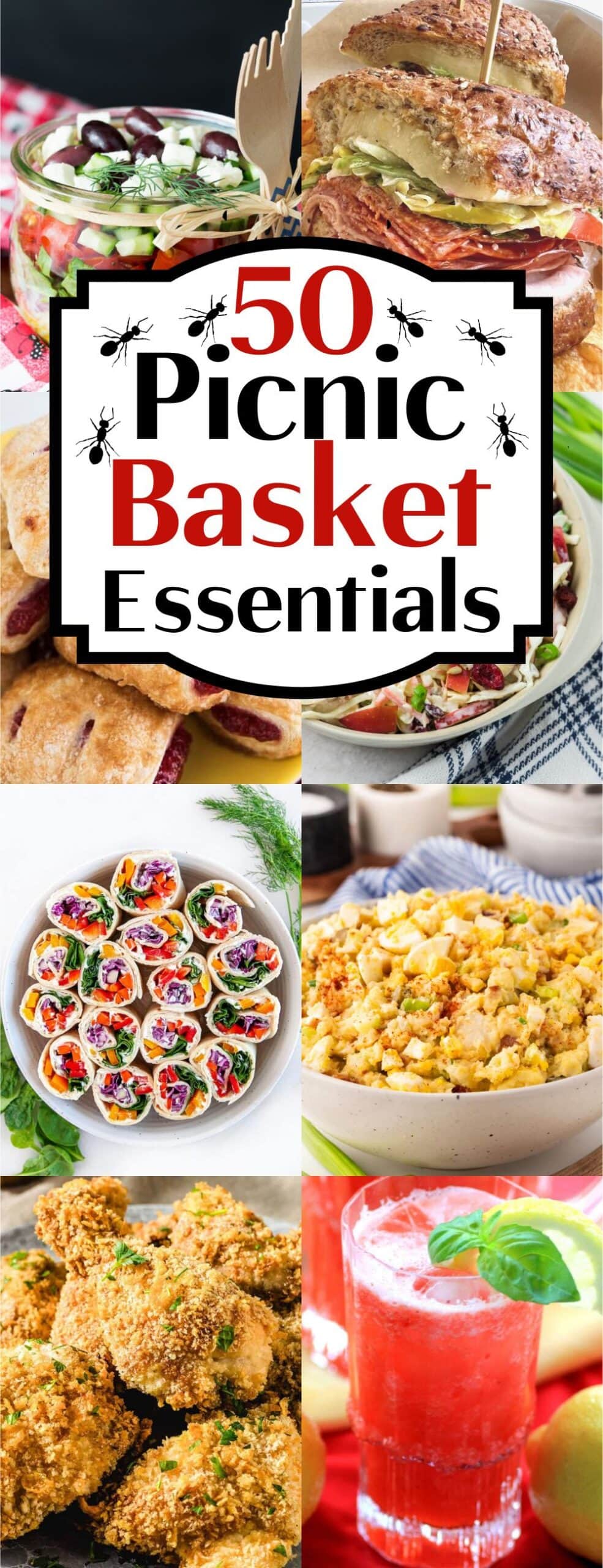 Get outside and enjoy the day with these 50 Picnic Basket Essentials. There is something for everyone to pack the perfect picnic and enjoy family time and the great outdoors. 50 Picnic Basket Essentials Pin.