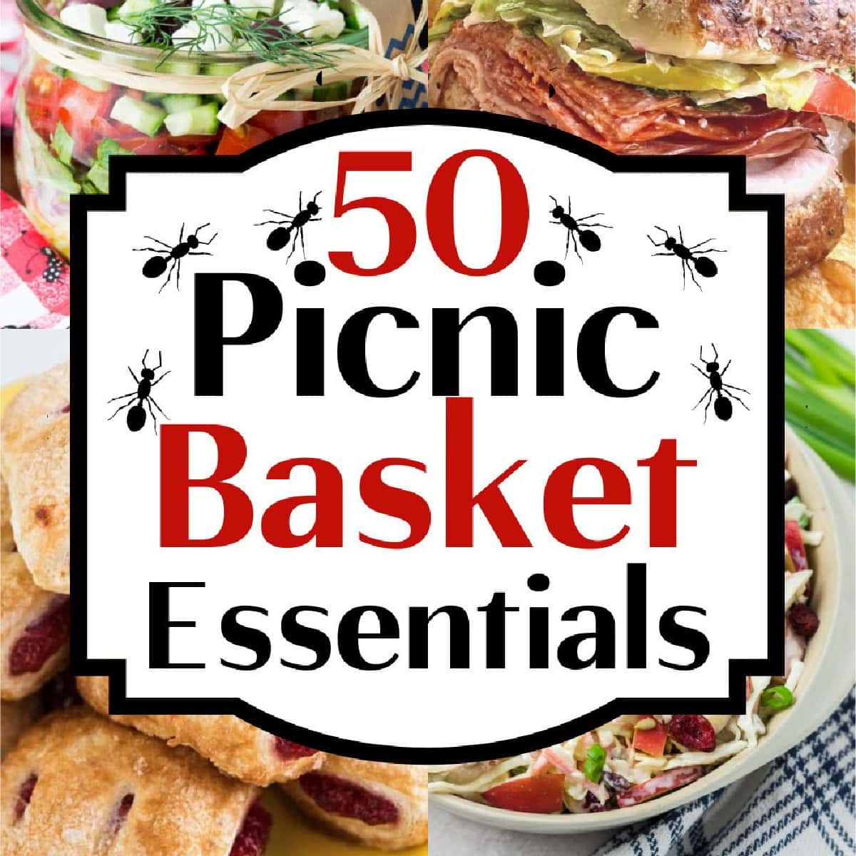 Get outside and enjoy the day with these 50 Picnic Basket Essentials. There is something for everyone to pack the perfect picnic and enjoy family time and the great outdoors. 50 Picnic Basket Essentials Banner.