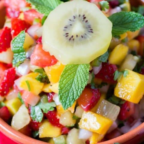 Fresh Kiwi Mango Strawberry Salsa