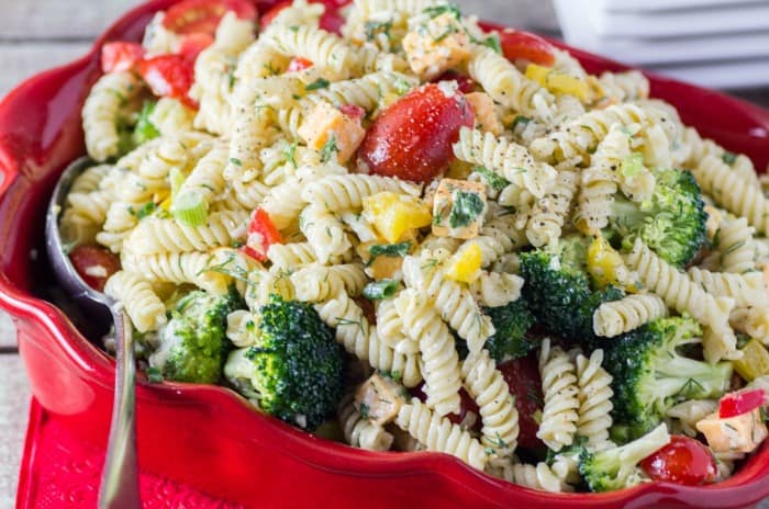 Best Three Cheese Ranch Pasta Salad