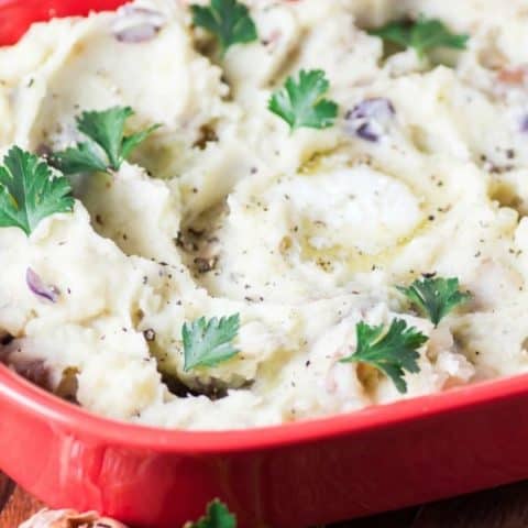 Country Style Smashed Garlic Potatoes