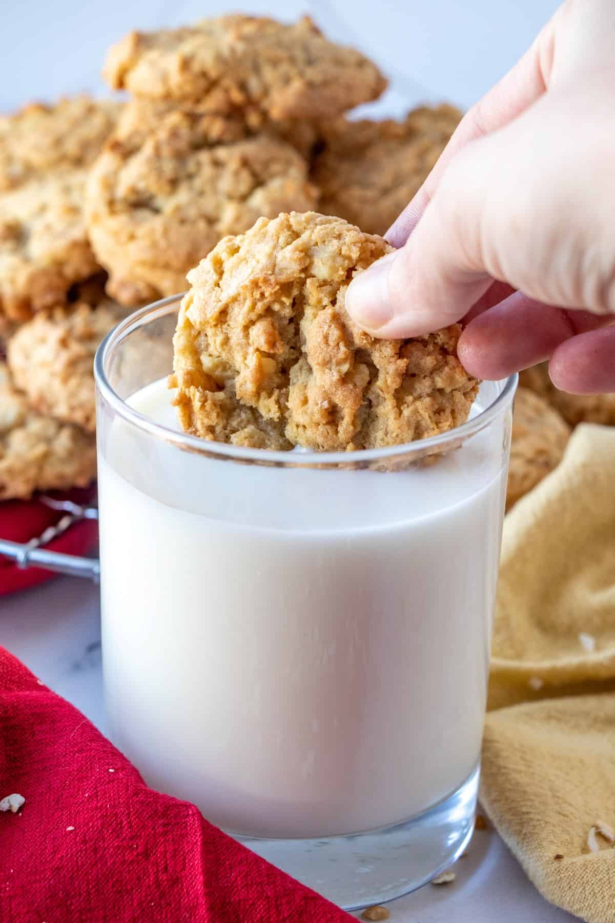 Dunking a Better Than Dad's Copycat Oatmeal Cookies in milk