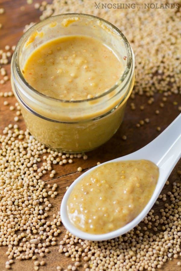 Homemade Sweet Hot Mustard in a small canning jar.