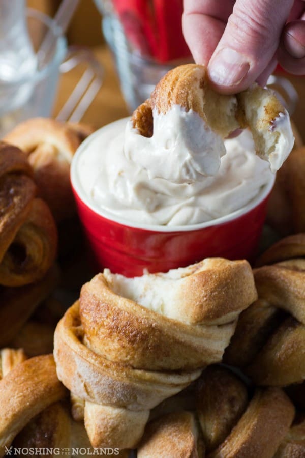 Cinnamon Knots with Cream Cheese Dip