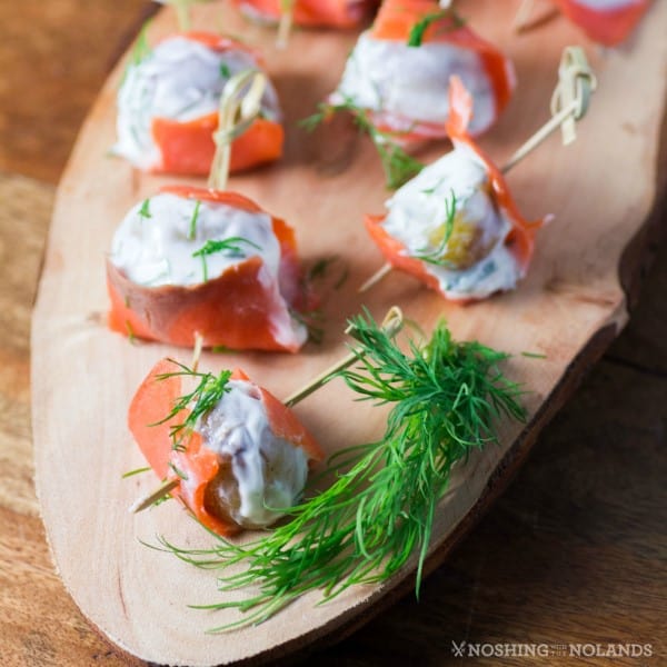 Smoked Salmon Wrapped Dill Chive Potatoes