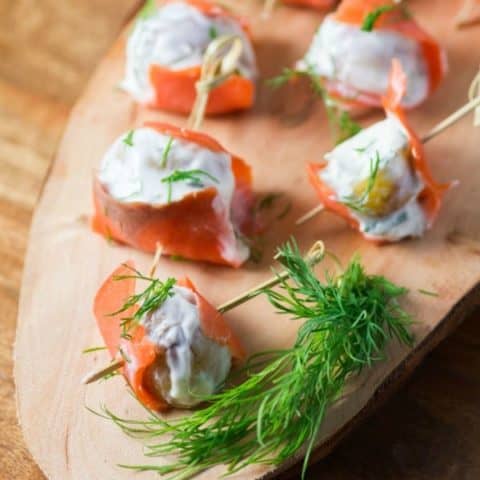 Smoked Salmon Wrapped Dill Chive Potatoes