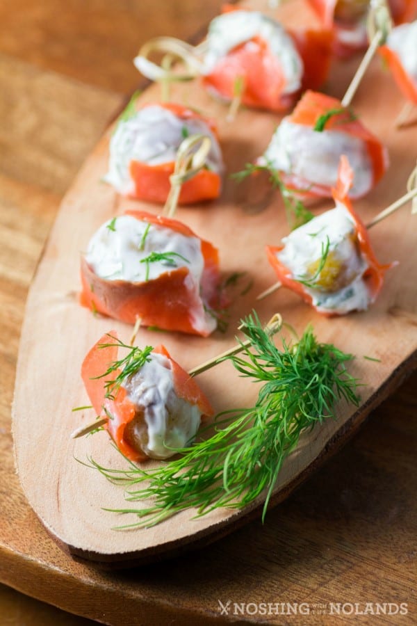 Smoked Salmon Wrapped Dill Chive Potatoes