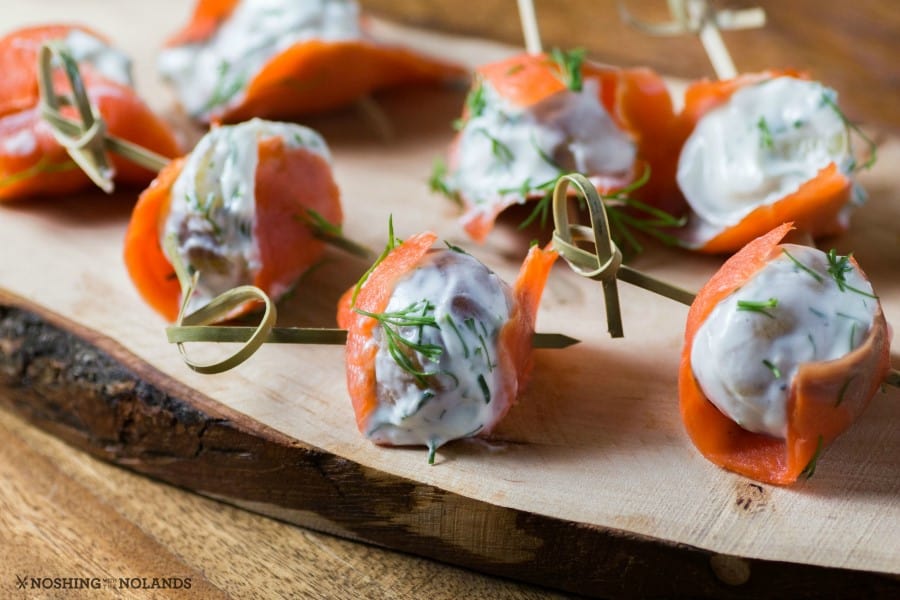 Smoked Salmon Wrapped Dill Chive Potatoes