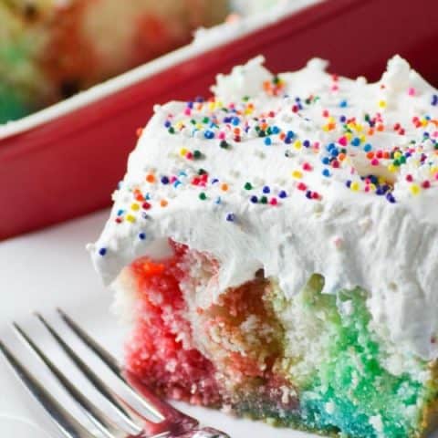 Rainbow Birthday Poke Cake