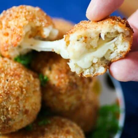 Mozzarella Stuffed Arancini hero.