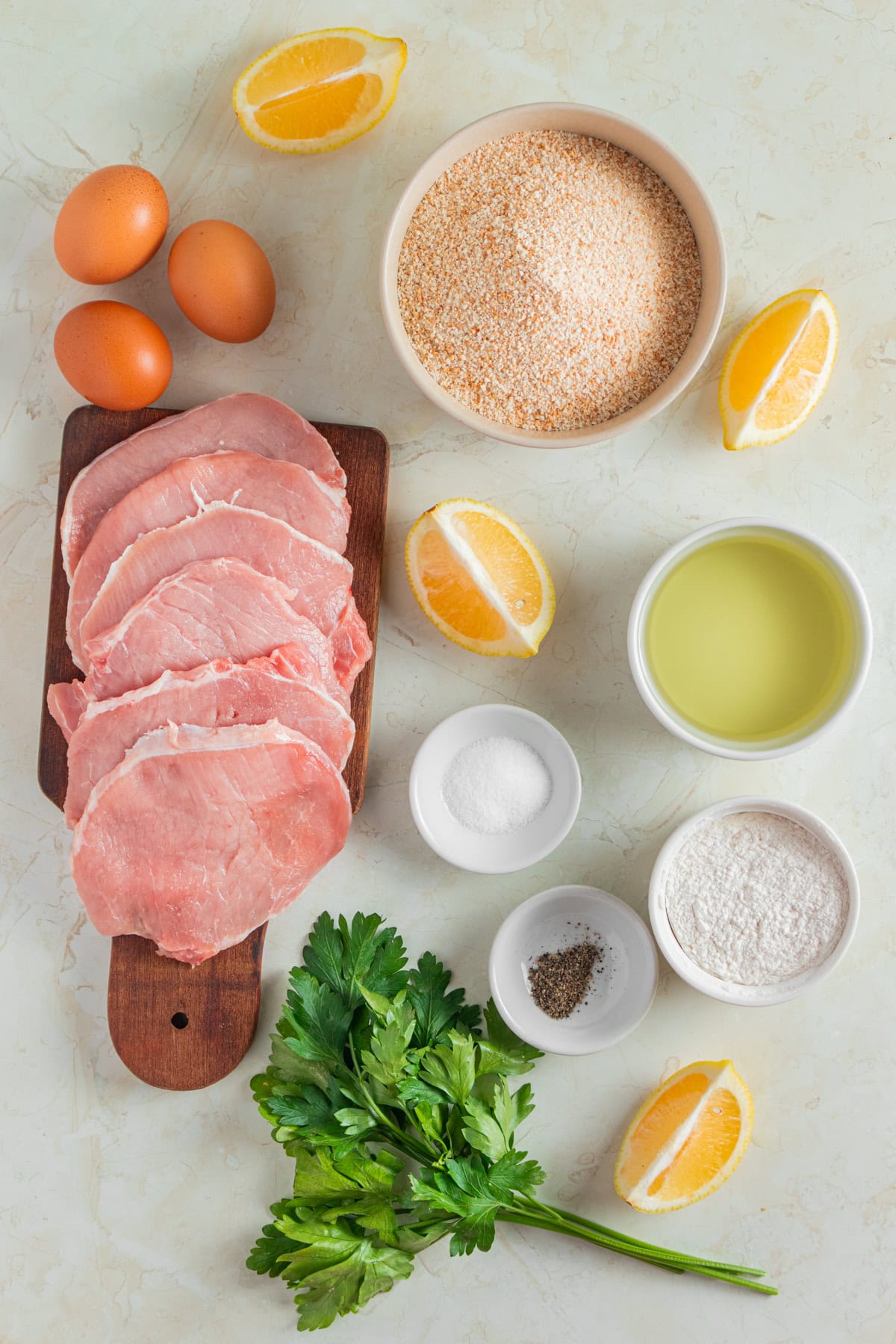 Pork Schnitzel ingredients.